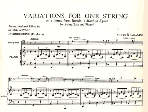 Paganini, Niccolo (Sankey): Variations on Theme from ''Moses'' by Rossini (bass & piano)