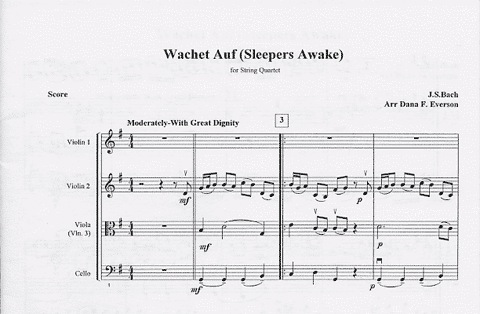 Bach, J.S. (Everson): Wachet Auf (Sleepers Awake) (string quartet)