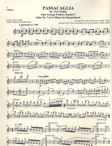 Handel/Halvorsen (Heifetz, Shipps, Granat): Passacaglia (Two Violins)