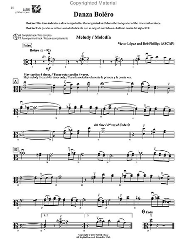 Lopez, V. and Phillips, B.: Latin Philharmonic-latin dance tunes for the stringt orchestra (viola & CD accompaniment)