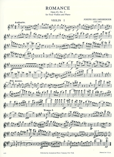 Hellmesberger, Joseph: Romance, Op. 43 No. 2 (four violins & piano)