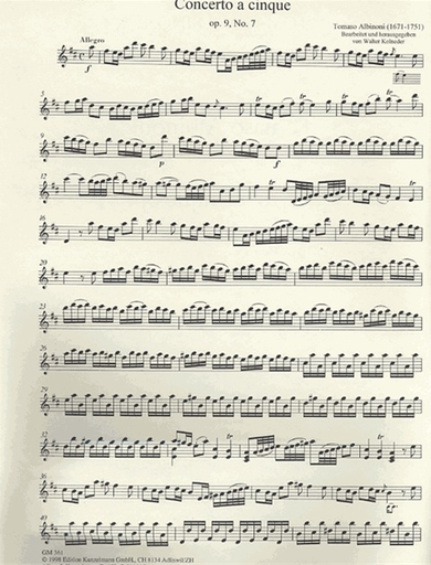 Albinoni, T.: Concerto Op. 9/7 (violin & piano)