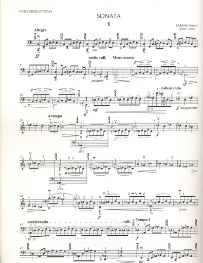 Farkas, Ferenc: Sonata for cello solo