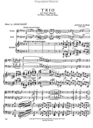 Dvorak, Antonin: Piano Trio in f minor Op.65 (violin, Cello, Piano)