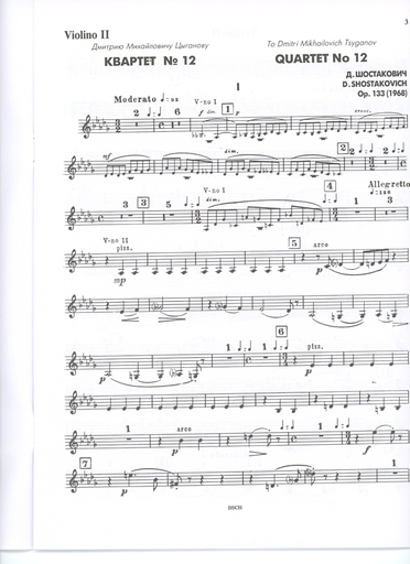Shostakovich, Dmitri: String Quartet No. 12 Op.133 (1968) set of parts