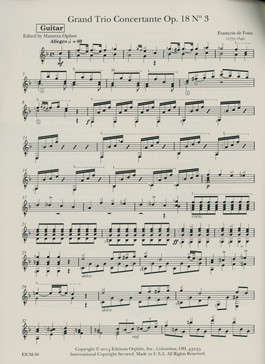 de Fossa, Francois: Grand Trio Concertante Op. 18 No. 3 (guitar, violin and cello)