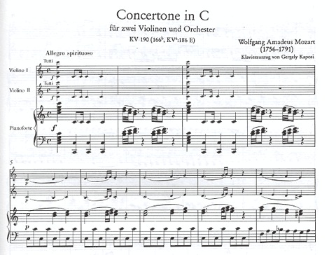 Mozart, W.A. (Halasz): Concertone in c (2 Violins & Piano)