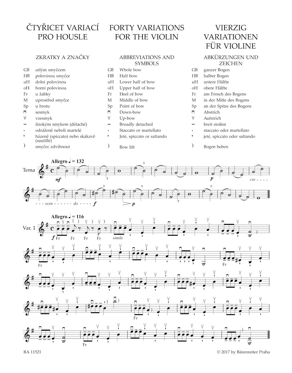 Sevcik (Kudelasek): 40 Variations for the Violin, Op.3 - URTEXT (violin) Barenreiter