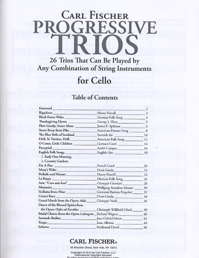 Gazda, Doris: Progressive Trios (3 cellos)
