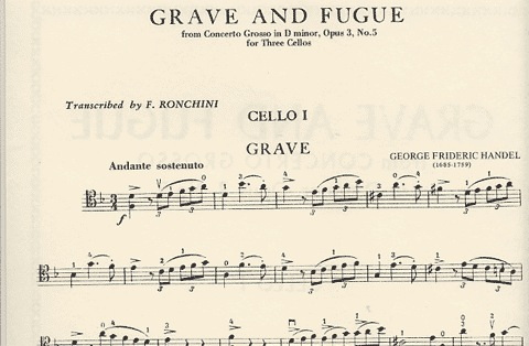 Handel, G.F.: Grave & Fugue from Concerto Grosso in D minor Op.3 #5 (3 Cellos)