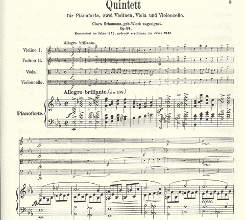 Schumann, Robert: Piano Quintet Op.44 (piano, 2 violins, viola, cello)