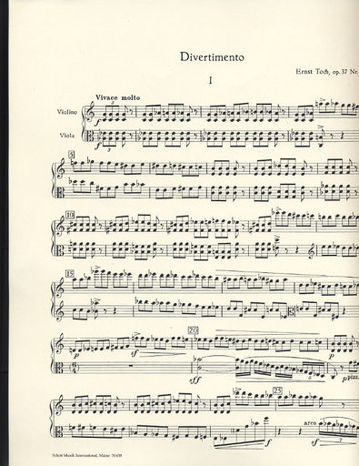 Toch, Ernst: Divertimento Op. 37 No.2 for Violin & Viola SCHOTT