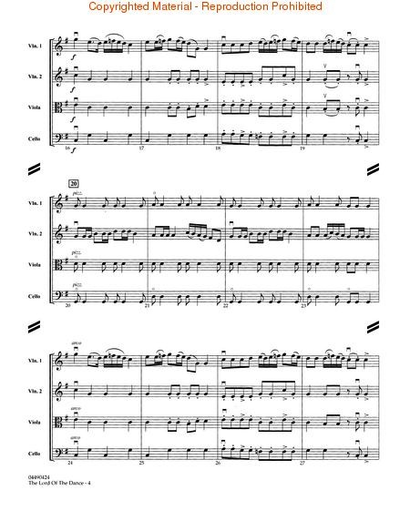 Hardiman, Ronan: The Lord of the Dance - Pops for String Quartet (score and parts)