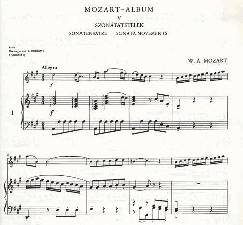 Mozart, W.A. (Dobszay): Mozart Album Sonata Movements (violin & piano)