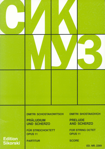 Shostakovich, D.: (Score) Prelude and Scherzo for String Octet, Op.11 (string octet)