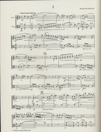 Arnold, Malcolm: Duo for Viola & Flute, Op.10