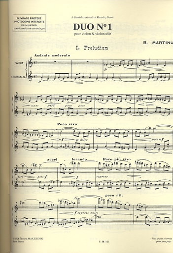 Martinu, Bohuslav: Duo No. 1 (Violin & Cello)