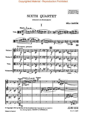 Bartok, B.: String Quartet No. 6 (STUDY SCORE)