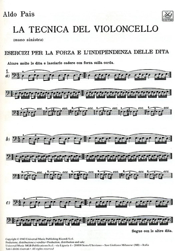 Pais, A: La Tecnica del Violoncello. Cello Method.