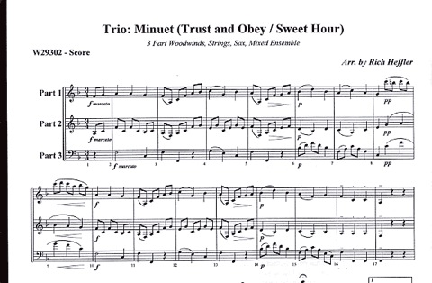 Heffler, Rich: Minuet-Trust & Obey/Sweet Hour of Prayer (2 violins & cello)