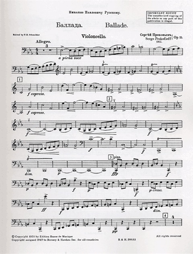 Prokofiev, S.: Ballade Op.15 (cello & piano)