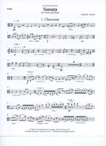 Amlin, Martin: Sonata for Viola & Piano