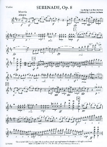 Beethoven, L.: Serenade, Op 8 for String Trio (violin, viola, cello, score and parts)