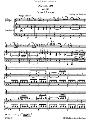 Beethoven, L. van: Romances in F, Op. 50 & G major, Op. 40 (violin & piano) Barenreiter Urtext