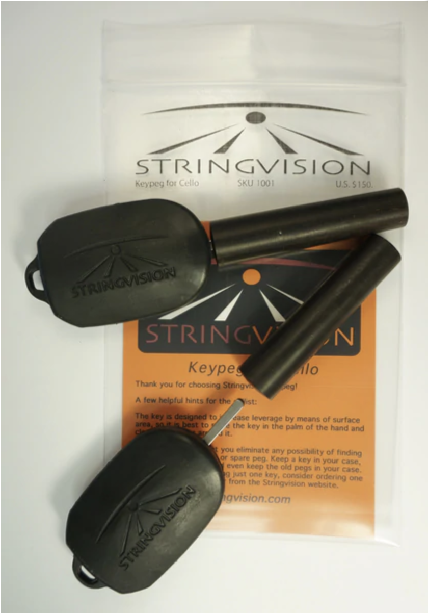 StringVision (Krovoza Posture Peg) double cello peg set, with 2 keys