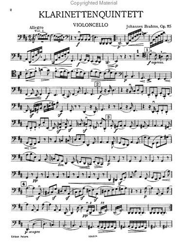 Brahms, Johannes: Clarinet Quintet Op. 115 in b minor (clarinet, 2 violins, viola, cello)