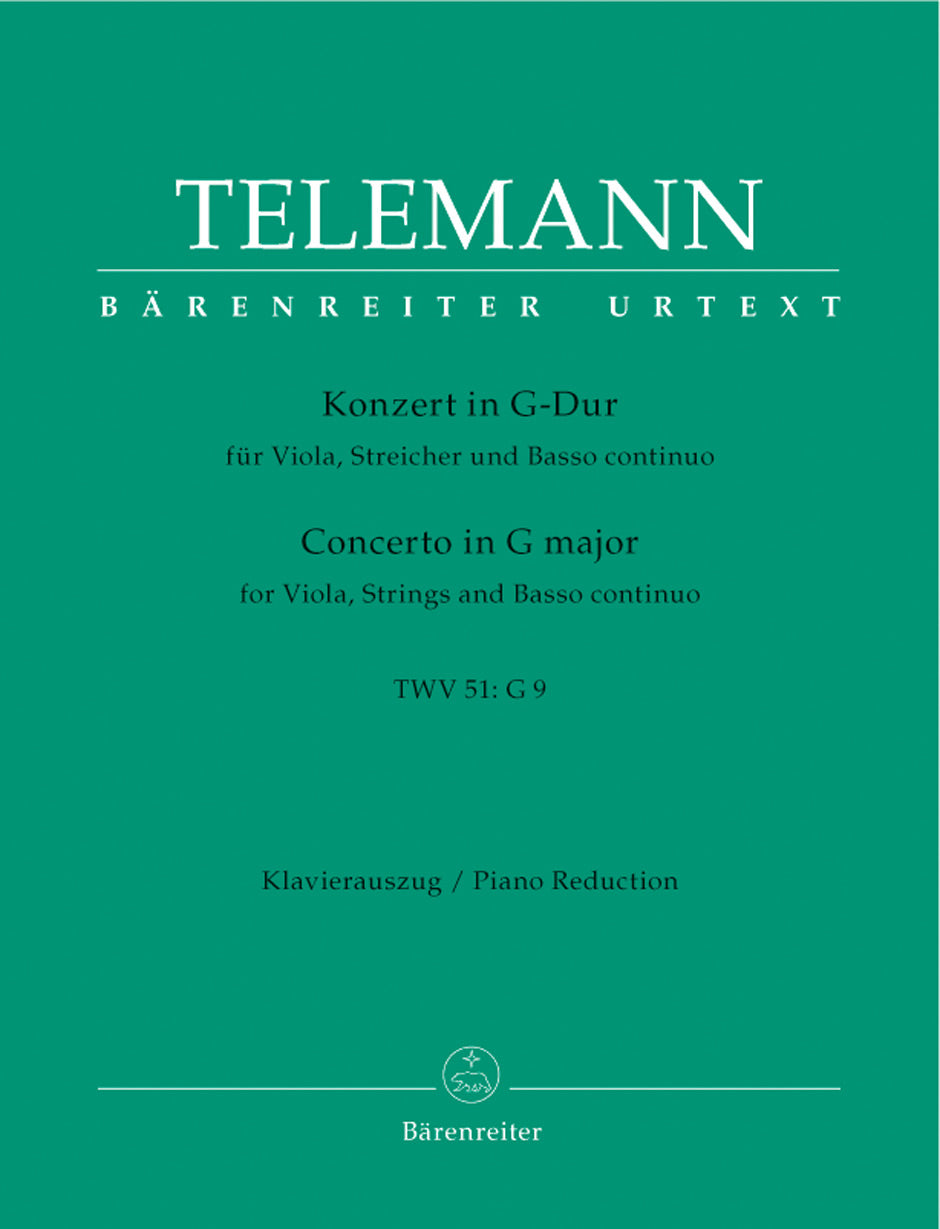 Telemann, G.P. (Hirschmann): Concerto in G Major (viola & piano) Barenreiter