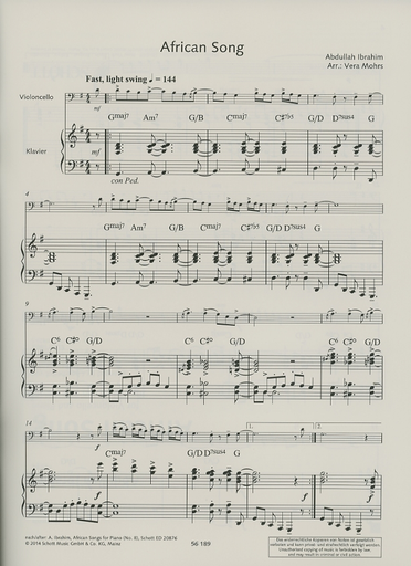 Ibrahim, A.: African Song (cello & piano)