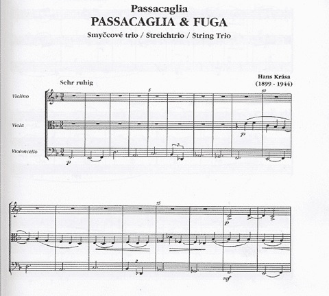 Krasa, Hans: Passacaglia & Fugue (violin, Viola, Cello) score & parts