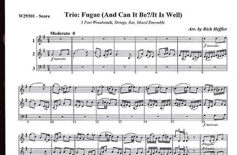 Heffler, Rich: Fugue-And Can It Be?/It Is Well With My Soul (2 violins & cello)