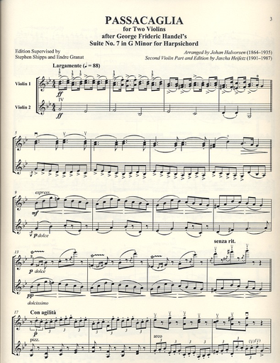Handel/Halvorsen (Heifetz, Shipps, Granat): Passacaglia (Two Violins)
