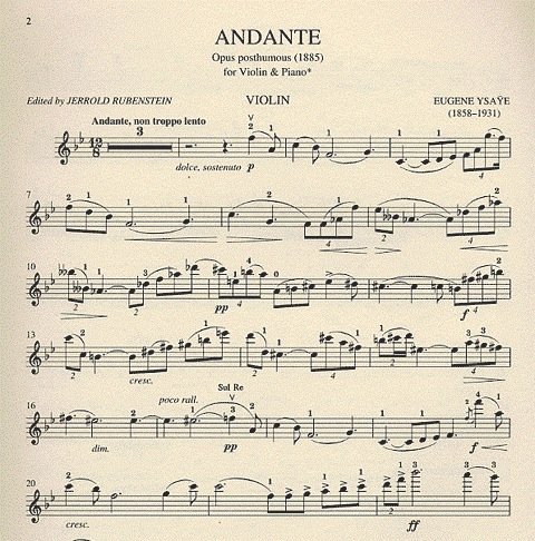 Ysaye, Eugene: Andante, Opus posthumous (violin & piano)