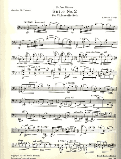 Bloch, Ernest: Suite No. 2 (cello solo)
