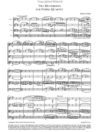 Clarke, R.: Two Movements for String Quartet (2 violins, viola, and cello)