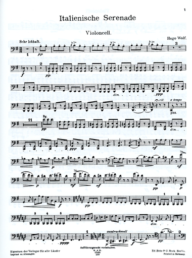 Wolf, Hugo: Italian Serenade in G major (string quartet) set of parts
