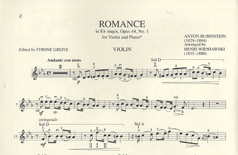 Rubinstein (Wienwiaski): Romance in Eb major Op.44 No.1 (violin & piano)
