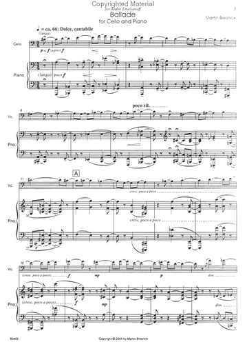 Bresnick, Martin: Ballade (cello & piano)
