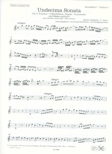 Castello, Dario: Sonate Concertate-Undecima Sonata (2 violins, Cello, Piano)