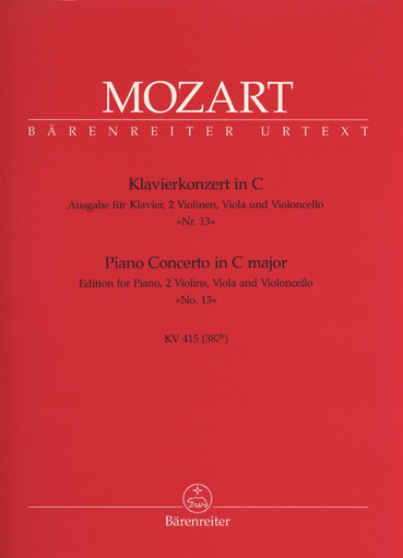 Mozart, W.A.: Quintet from Piano Concerto No.13 in C Major (2 violins, viola, cello, piano) Barenreiter