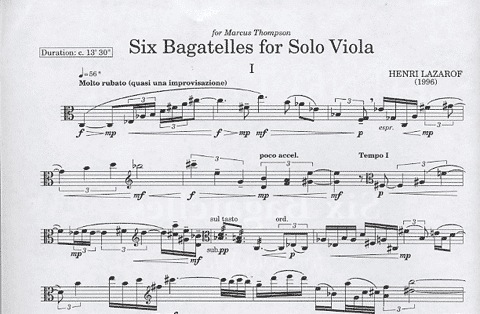 Lazarof: 6 Bagatelles (solo viola)