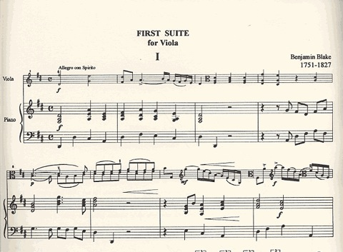 Blake, Benjamin (Bonacini): First Suite for Viola & Cello with Piano Accompaniment. OUT OF PRINT