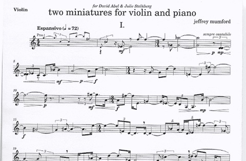 Mumford, Jeffrey: Two Miniatures for Violin & Piano
