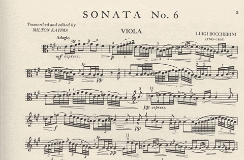 Boccherini, Luigi (Katims): Sonata #6 in A (viola & piano)