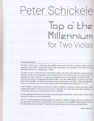 Schickele, Peter: Top o' the Millennium for Two Violas