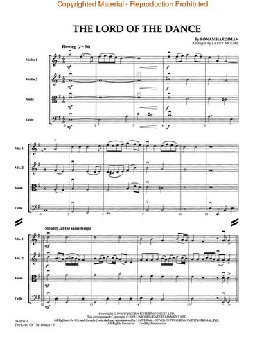 Hardiman, Ronan: The Lord of the Dance - Pops for String Quartet (score and parts)