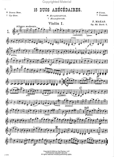 Mazas: Fifteen Duos Abecedaires Op.85, Bks 1-3 (2 violins) FISCHER